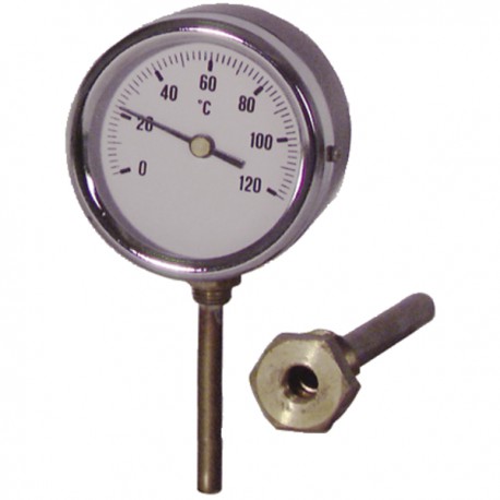 Termometro rotondo a immersione radiale 0-120°C Ø 80mm