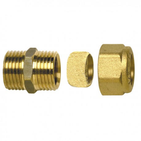 Raccordo con anello di serraggio - Dritto M3/8 x tubo 10mm  (X 10)