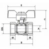 Valvola a sfera FF maniglia a farfalla PN 40 3/4" - DIMPEXP : 1342-34