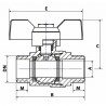 Valvola a sfera MM maniglia a farfalla PN 40 3/8" - DIMPEXP : 1362-38