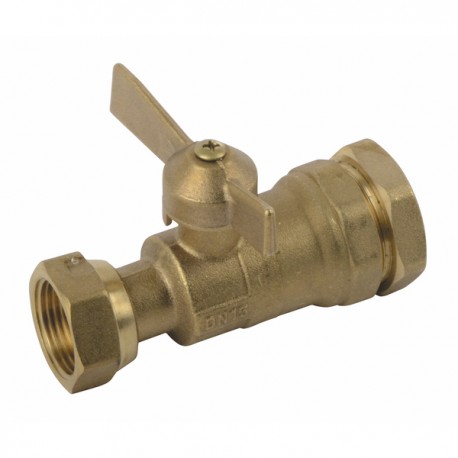 Rubinetto d'arresto prima/dopo contatore diritto per tubo pe 3/4"