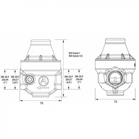 Riduttore isobar FF 3/4 coperchio composito iso20fcc  - ITRON : ISO20FCCMG