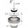 Rubinetteria scarico - Scarico lavello inox senza troppopieno - NICOLL : 0204014