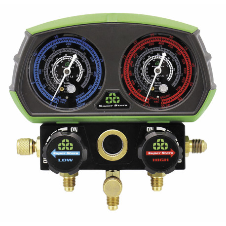 Gruppo manometrico 2V alluminio + flessibili R32 R22 R134 - SUPER STARS : ST-B268