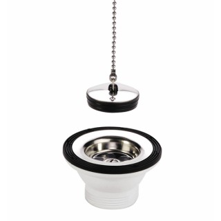 Scarico lavandino in acciaio inox con tappo. - VALENTIN : 705100 000 00